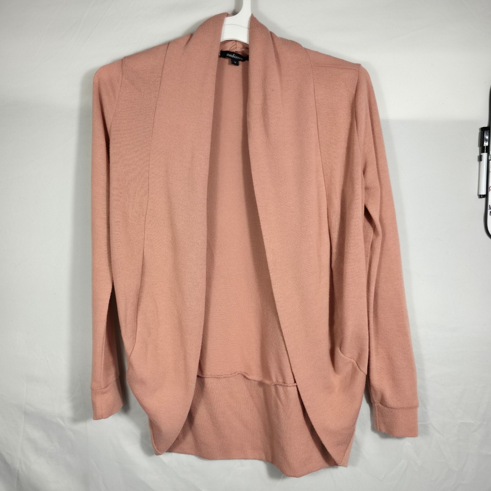 Ambiance Cardigan Womens Small Pink Excellent Draped Open Front Cocoon 61742